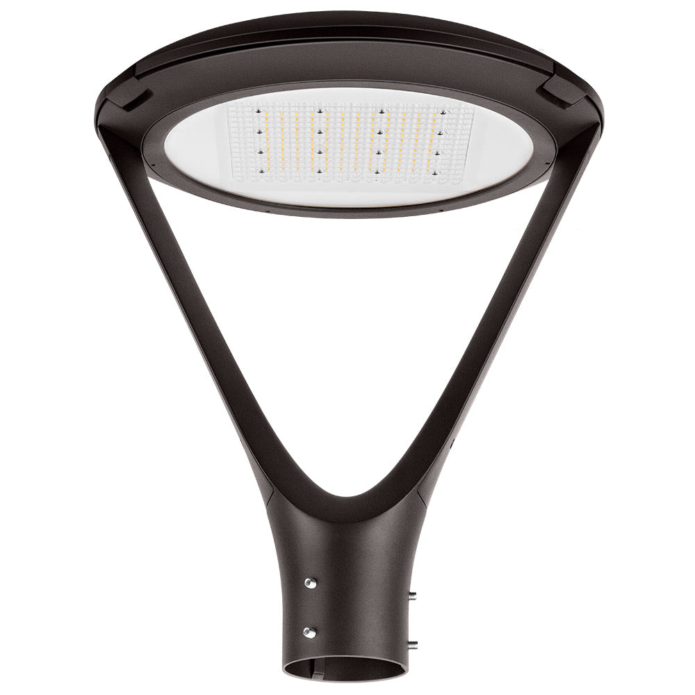 KONLITE Atria LED Post Top Light - 9,450 lumens - 63W/53W/33W - 5000K/4000K/3000K - 120-277V - 250W Equal - Dark Bronze Questions & Answers