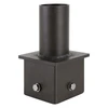 Need dimensions of "flange" base (widest part )  Also Does base itself (w/ bolts) fit over 4x4 wood post?